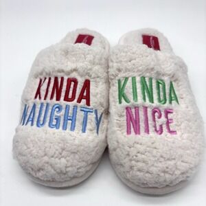 Wondershop‎ Slipper Christmas Woman's Small 5-6 Kinda Naughty Kinda Nice Sherpa